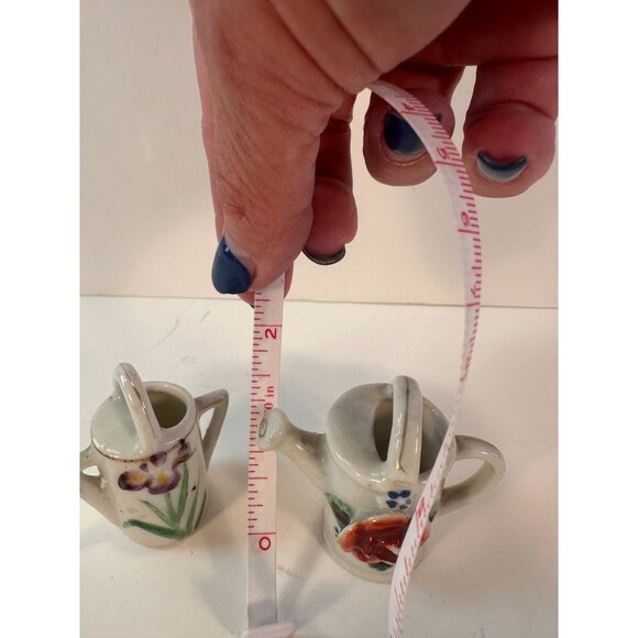 Set of 2 Miniature Japanese Porcelain watering cans from "Occupied Japan" era (1 - Picture 3 of 5